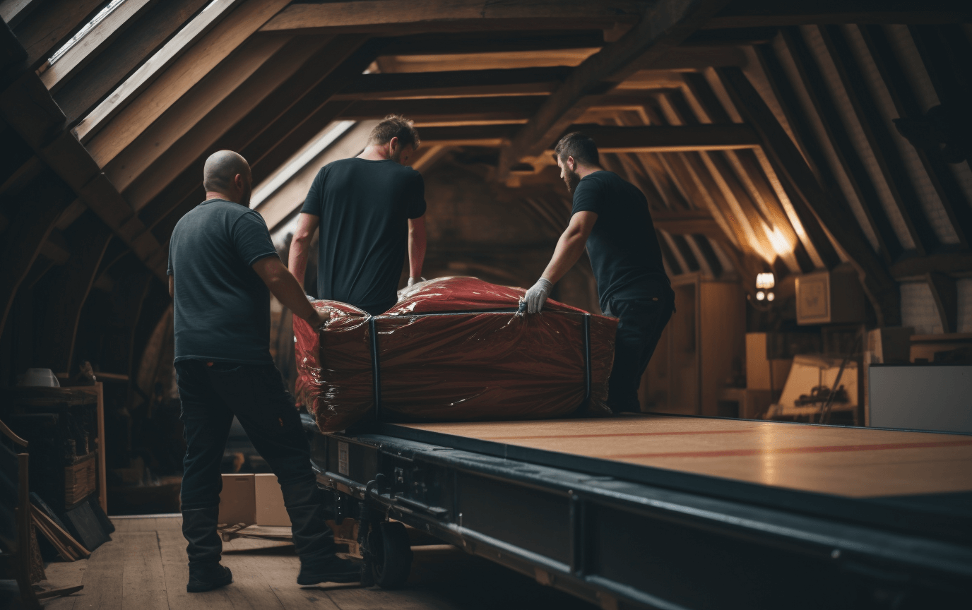 movers moving a pool table