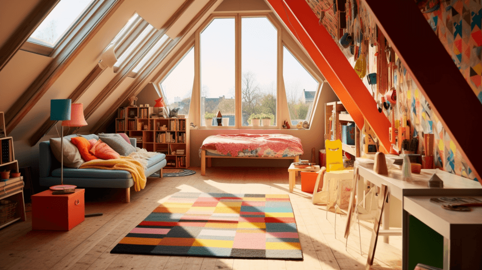 bright colourful loft space