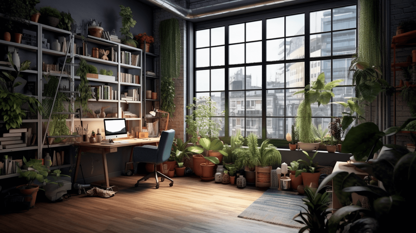 Plans in office loft room